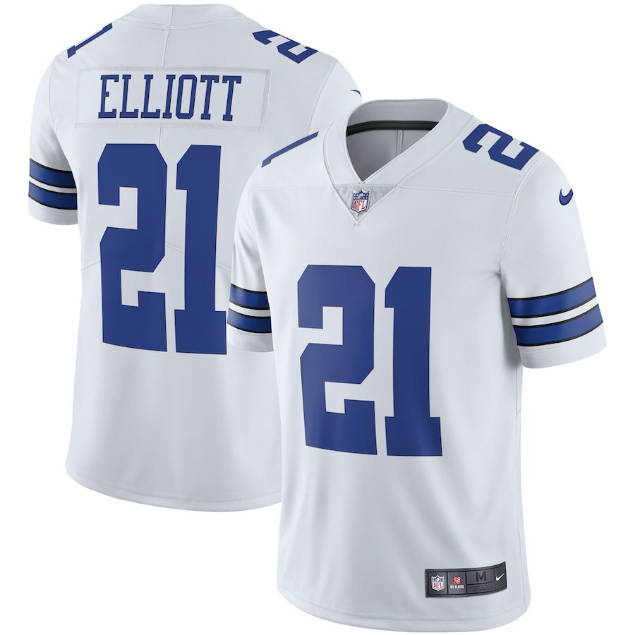 Men Dallas Cowboys #21 Ezekiel Elliott Nike White Vapor Limited Player NFL Jersey